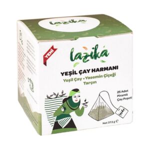 Lazika Yeşil Çay Harmanı Yasemin Çiçeği Tarçın 25'li Piramit Poşet
