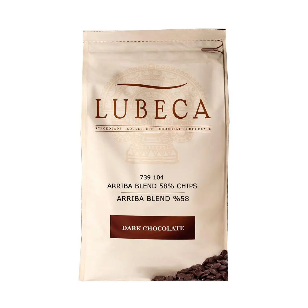 lubeca-arriba-blend-58-chips-dark-chocolate-58-kakaolu-bitter-kuvertur-drop-pul-cikolata-2-5-kg-1943.jpg Lubeca Arriba Blend %58 Chips Dark Chocolate ( %58 Kakaolu Bitter Kuvertür Drop Pul Çikolata ) 2.5 Kg - Görsel 1