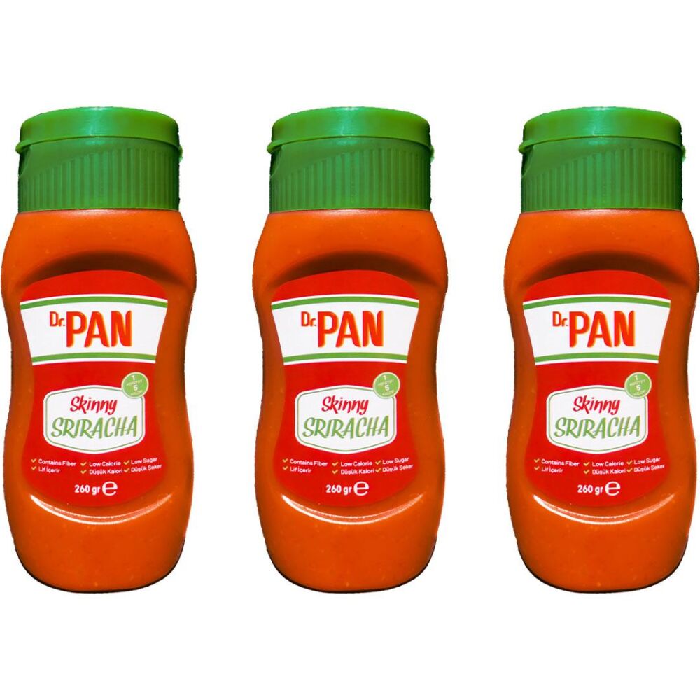 Dr. Pan Skinny Sriracha Şeker İlavesiz Düşük Kalorili Sarımsaklı Acı Biber Sosu 3 x 260 Gr