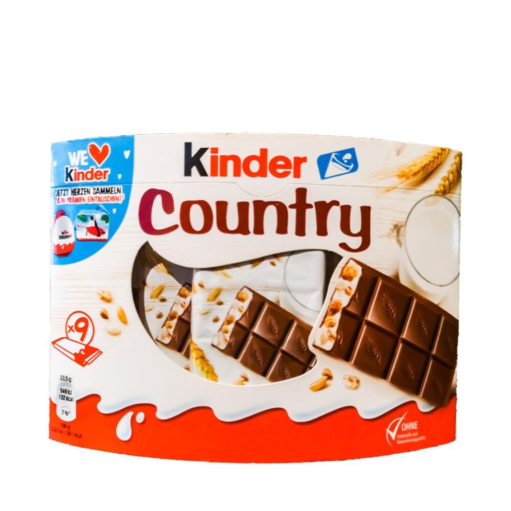 Kinder Country Tahıl Patlaklı Süt Dolgulu Çikolata 9 x 23,5 Gr