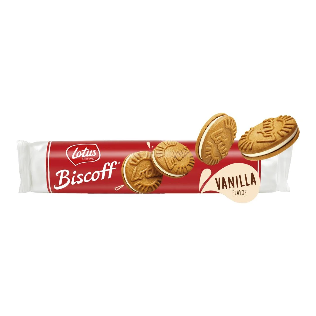 lotus-biscoff-sandwich-vanilla-150-gr-2866.jpg Lotus Biscoff Sandwich Vanilla (Vanilya) Kremalı Bisküvi 150 Gr - Görsel 1