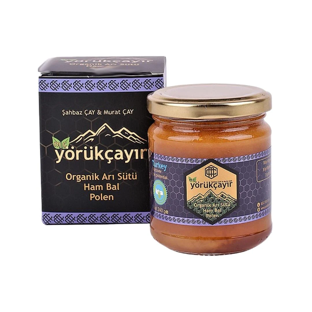 yorukcayir-org-ari-sutu-ham-bal-polen-240-gr-4582.jpg Yörükçayır Org. Arı Sütü Ham Bal Polen 240 Gr - Görsel 1