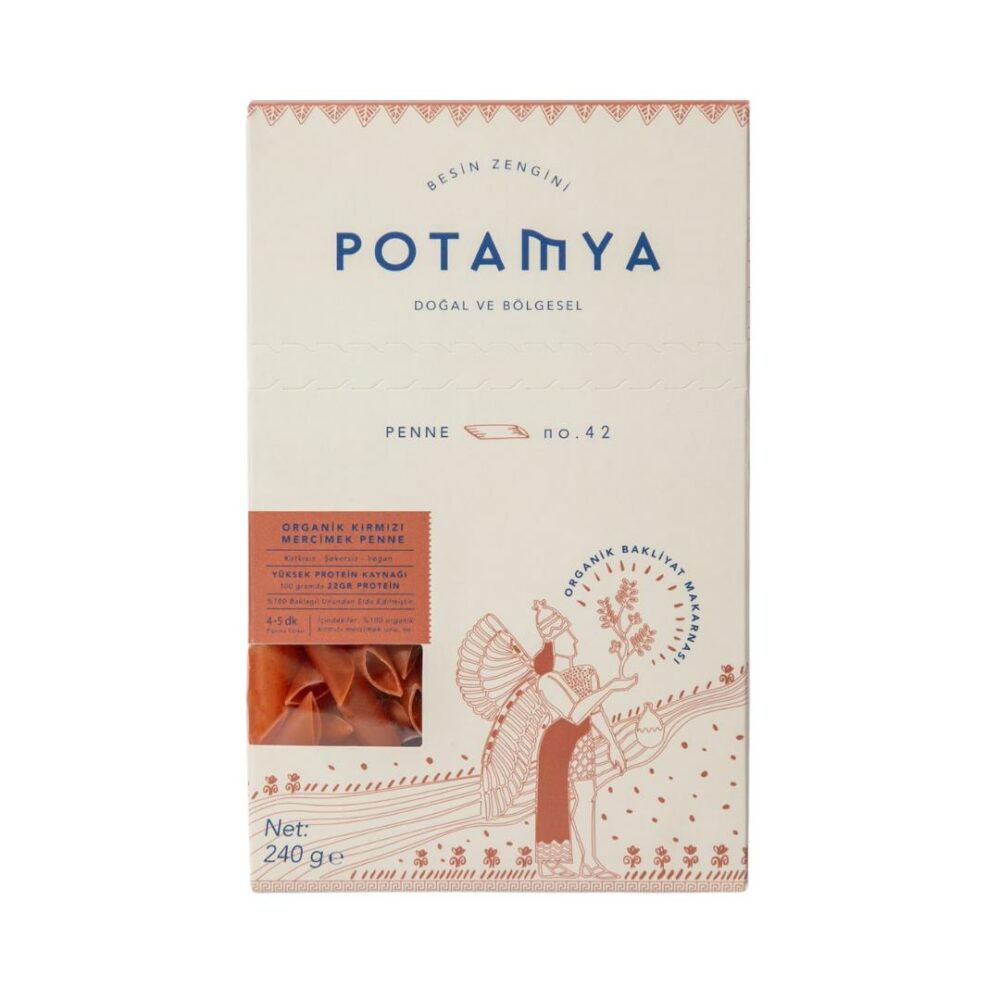 Potamya Organik Kırmızı Mercimek Penne Makarna 240 Gr