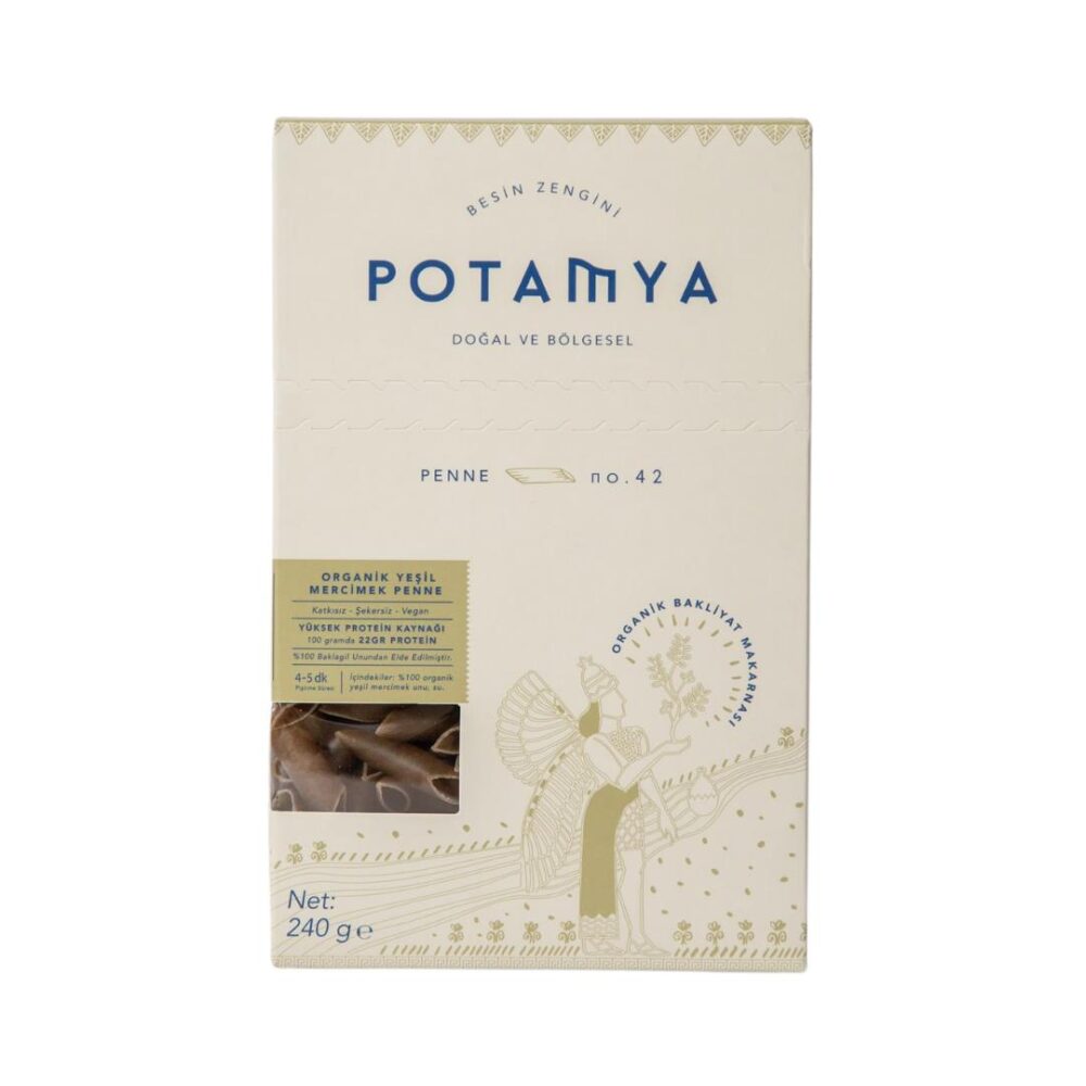 Potamya Organik Yeşil Mercimek Penne Makarna 240 Gr