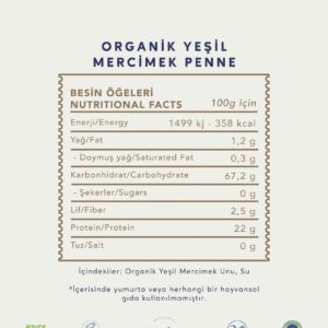 Potamya Organik Yeşil Mercimek Penne Makarna 240 Gr 7