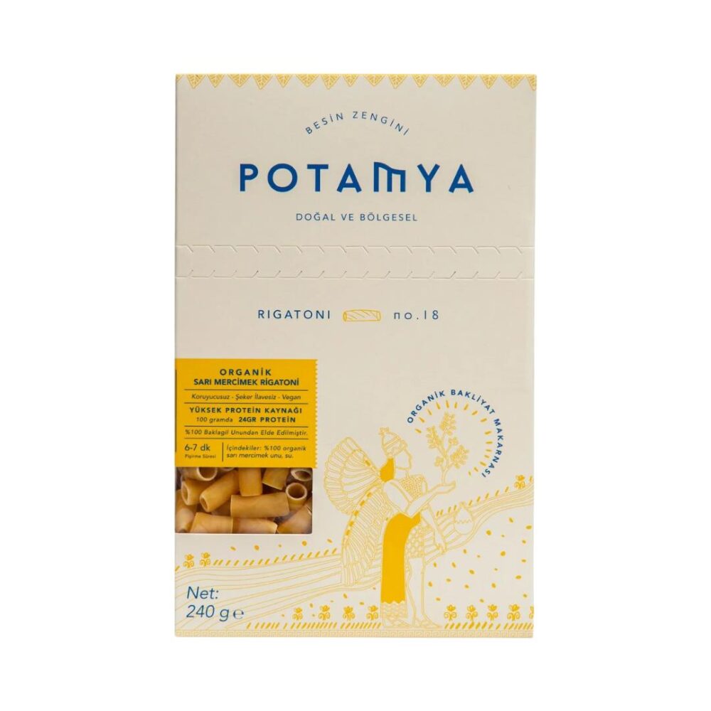 Potamya Organik Sarı Mercimek Rigatoni Makarna 240 Gr