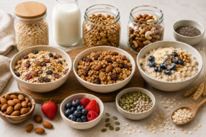 Müsli nedir, granola ile farkı ne, nasıl tüketilir? Yulaf, kahvaltılık gevrek, glutensiz müsli ve pratik kahvaltı seçeneklerini keşfedin.