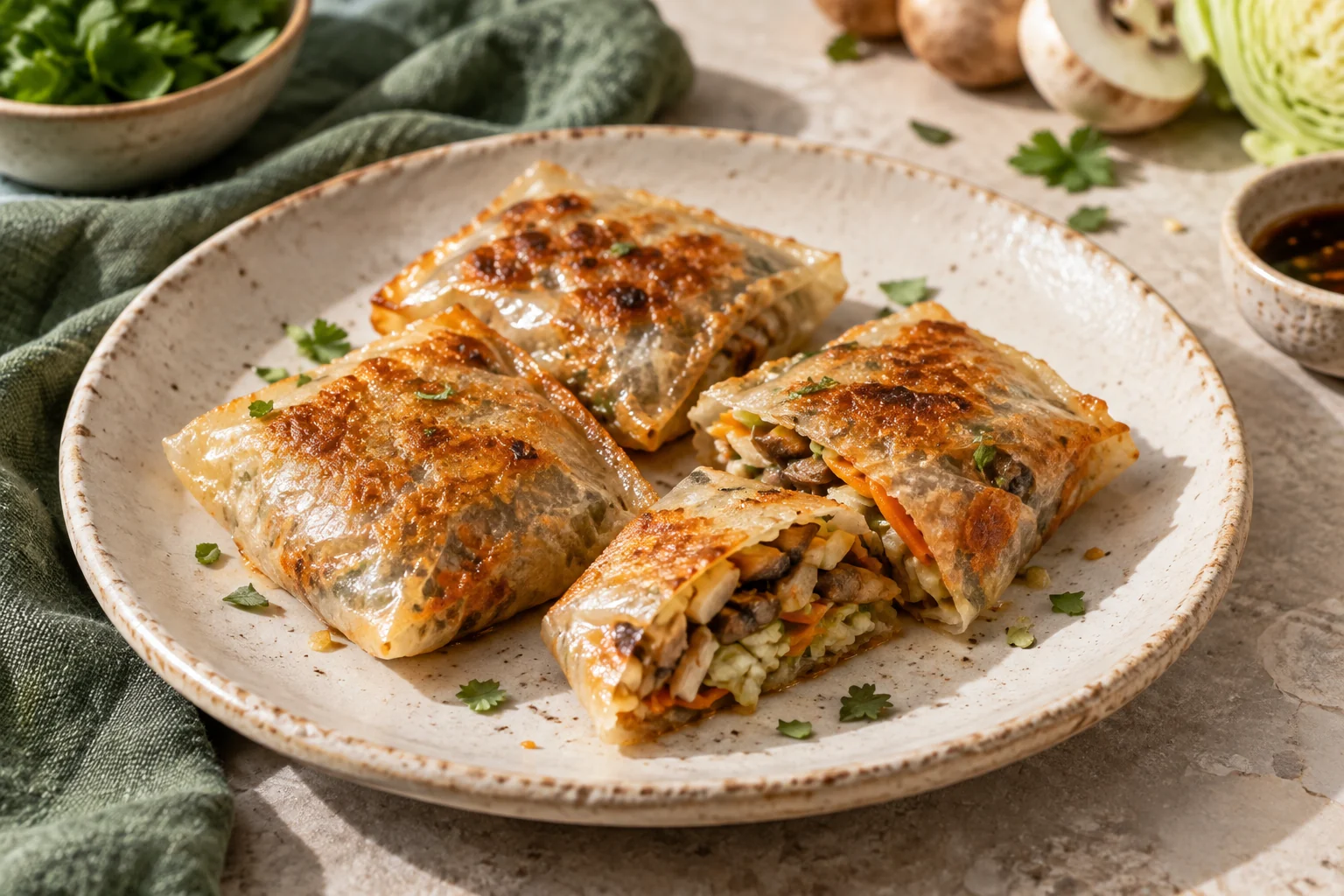 Pirinç Yufkası Nasıl Kullanılır ? 3 Tarif ve Püf Noktaları 4 Pirinç yufkasıyla hazırlanan ıspanaklı peynirli börek sunumu